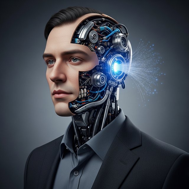 ALEMBIC, depicted as a part-human, part-machine figure